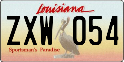 LA license plate ZXW054
