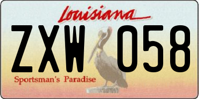 LA license plate ZXW058