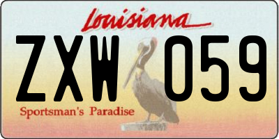LA license plate ZXW059