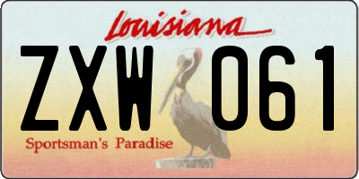 LA license plate ZXW061