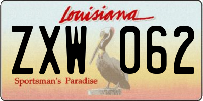 LA license plate ZXW062