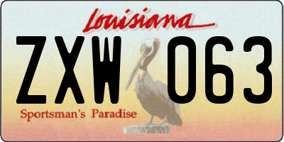 LA license plate ZXW063