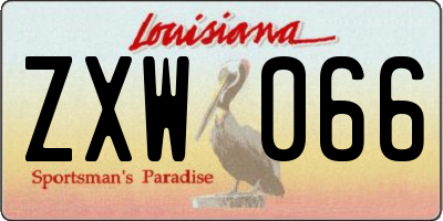 LA license plate ZXW066