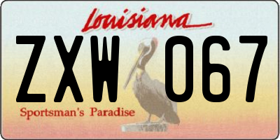 LA license plate ZXW067