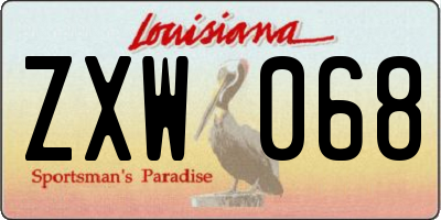 LA license plate ZXW068