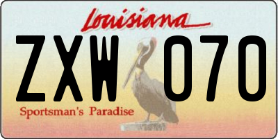 LA license plate ZXW070