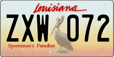 LA license plate ZXW072