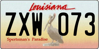 LA license plate ZXW073