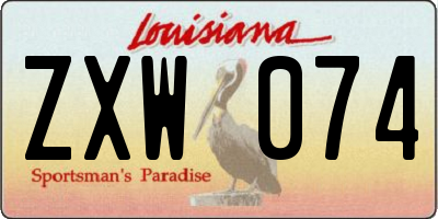 LA license plate ZXW074