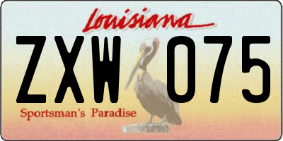 LA license plate ZXW075