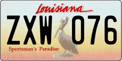 LA license plate ZXW076