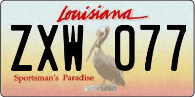 LA license plate ZXW077