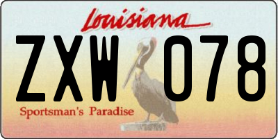 LA license plate ZXW078