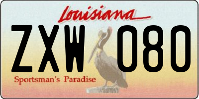 LA license plate ZXW080