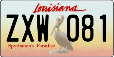 LA license plate ZXW081