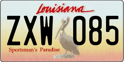 LA license plate ZXW085