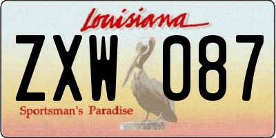 LA license plate ZXW087