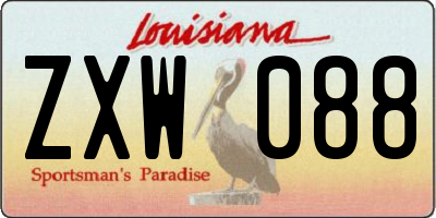 LA license plate ZXW088