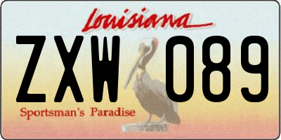 LA license plate ZXW089