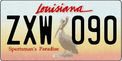 LA license plate ZXW090