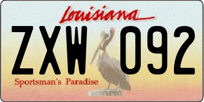 LA license plate ZXW092