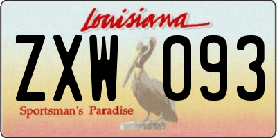 LA license plate ZXW093