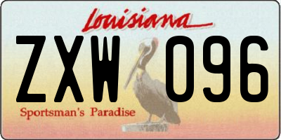 LA license plate ZXW096