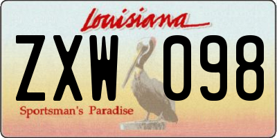 LA license plate ZXW098