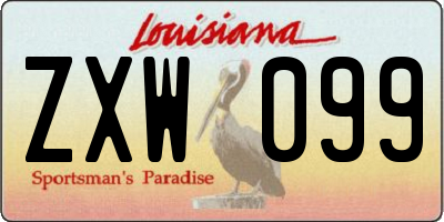 LA license plate ZXW099