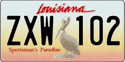 LA license plate ZXW102