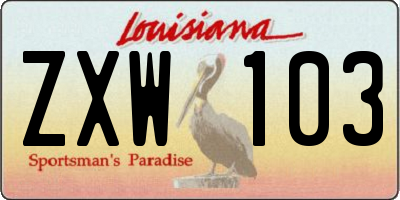 LA license plate ZXW103