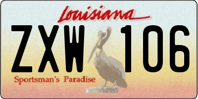 LA license plate ZXW106