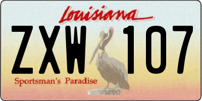 LA license plate ZXW107