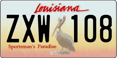 LA license plate ZXW108