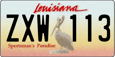 LA license plate ZXW113