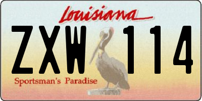 LA license plate ZXW114