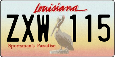 LA license plate ZXW115