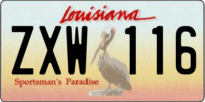 LA license plate ZXW116