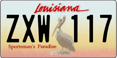 LA license plate ZXW117