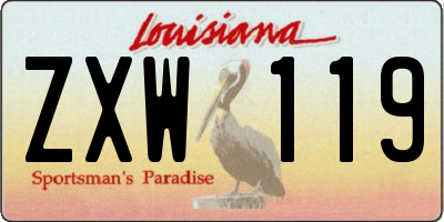 LA license plate ZXW119