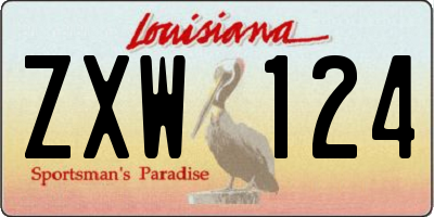 LA license plate ZXW124