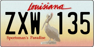 LA license plate ZXW135