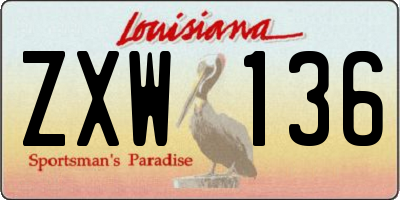 LA license plate ZXW136