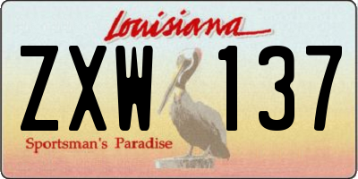 LA license plate ZXW137