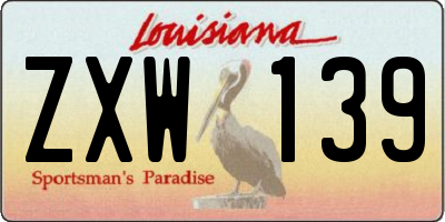 LA license plate ZXW139