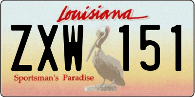 LA license plate ZXW151