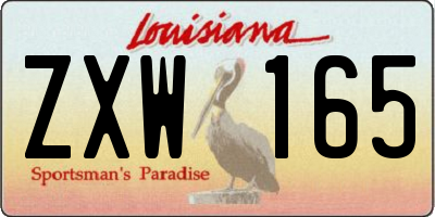 LA license plate ZXW165