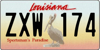LA license plate ZXW174