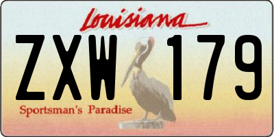 LA license plate ZXW179