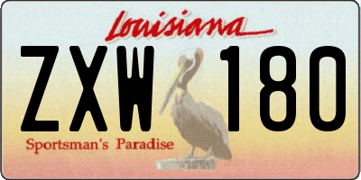 LA license plate ZXW180